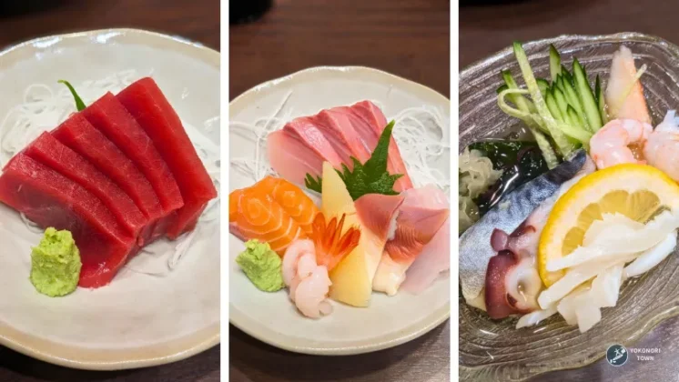 富良野スノーボード旅行の夕食で食べた「池田屋のお刺身と酢の物」の紹介